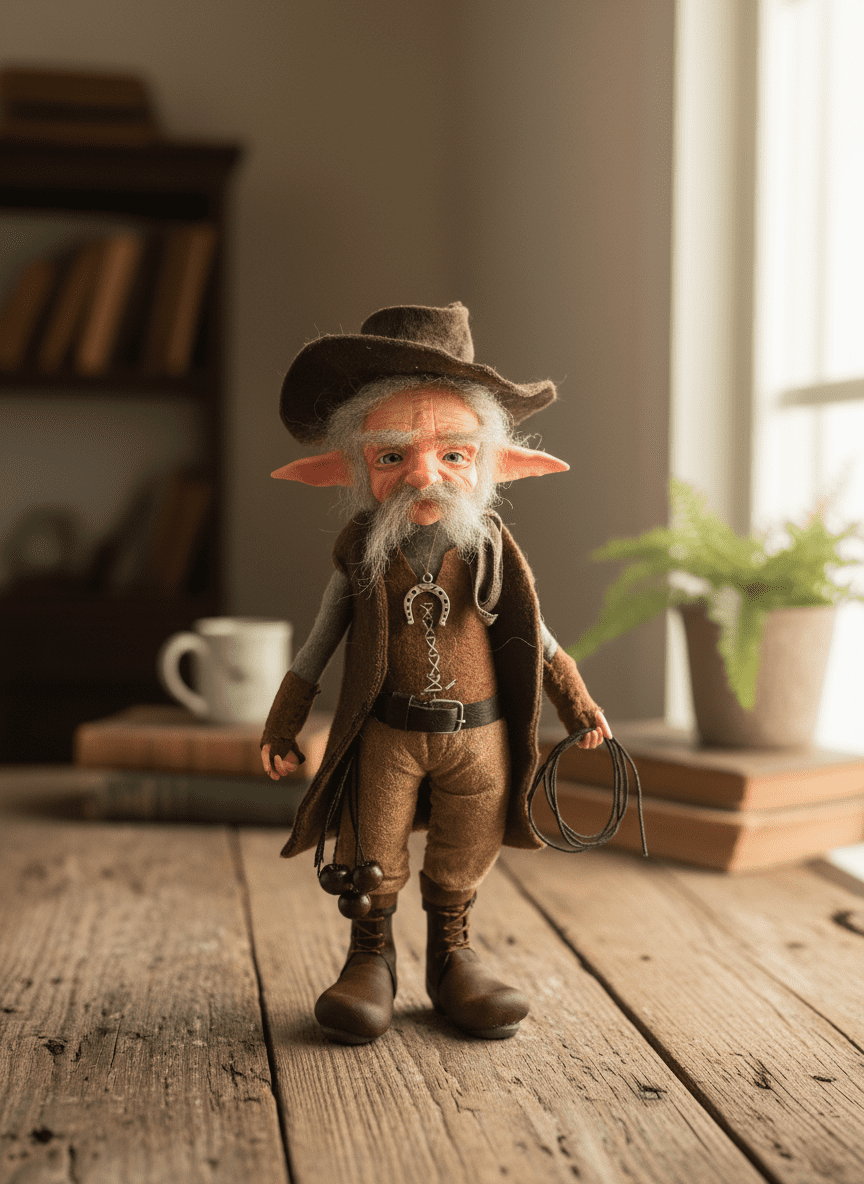 Felix — figura artesanal de guardián de la abundancia y el dinero, hecha por Duendes del Uruguay, vista 8