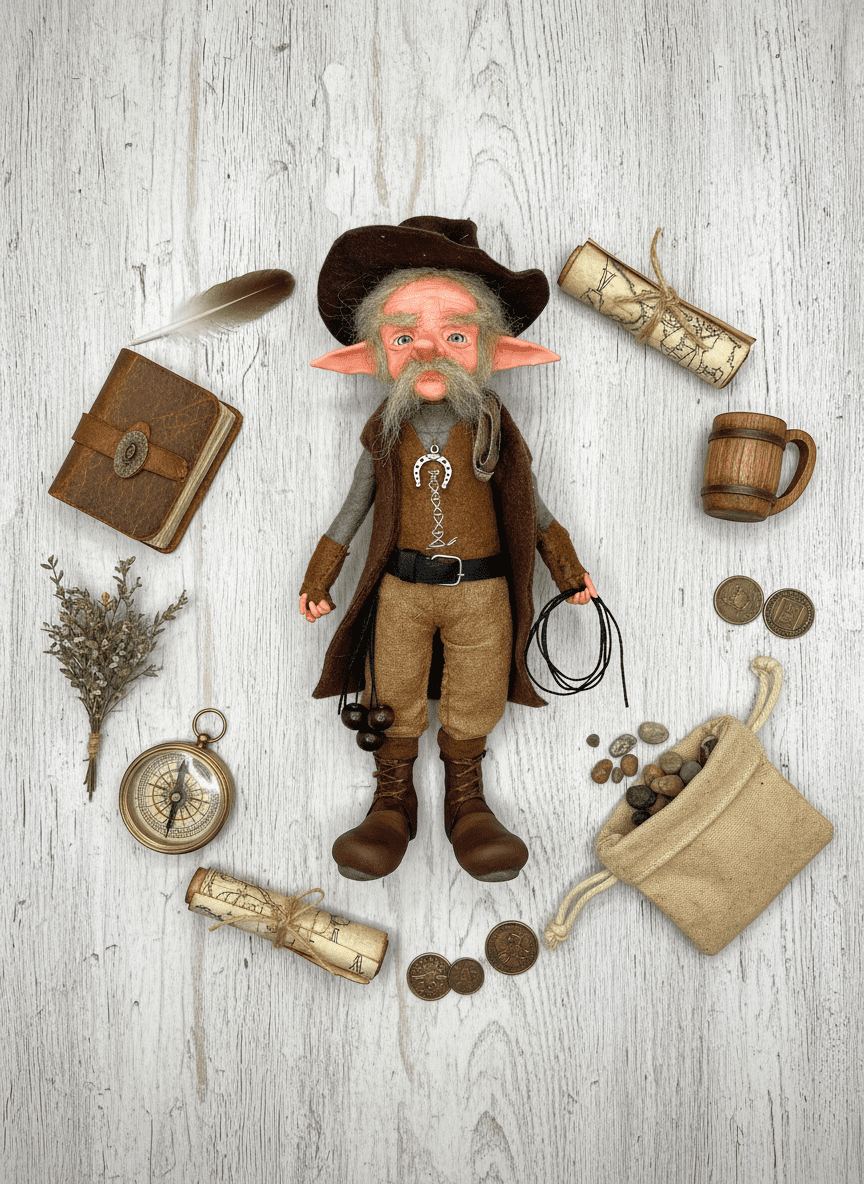 Felix — figura artesanal de guardián de la abundancia y el dinero, hecha por Duendes del Uruguay, vista 5